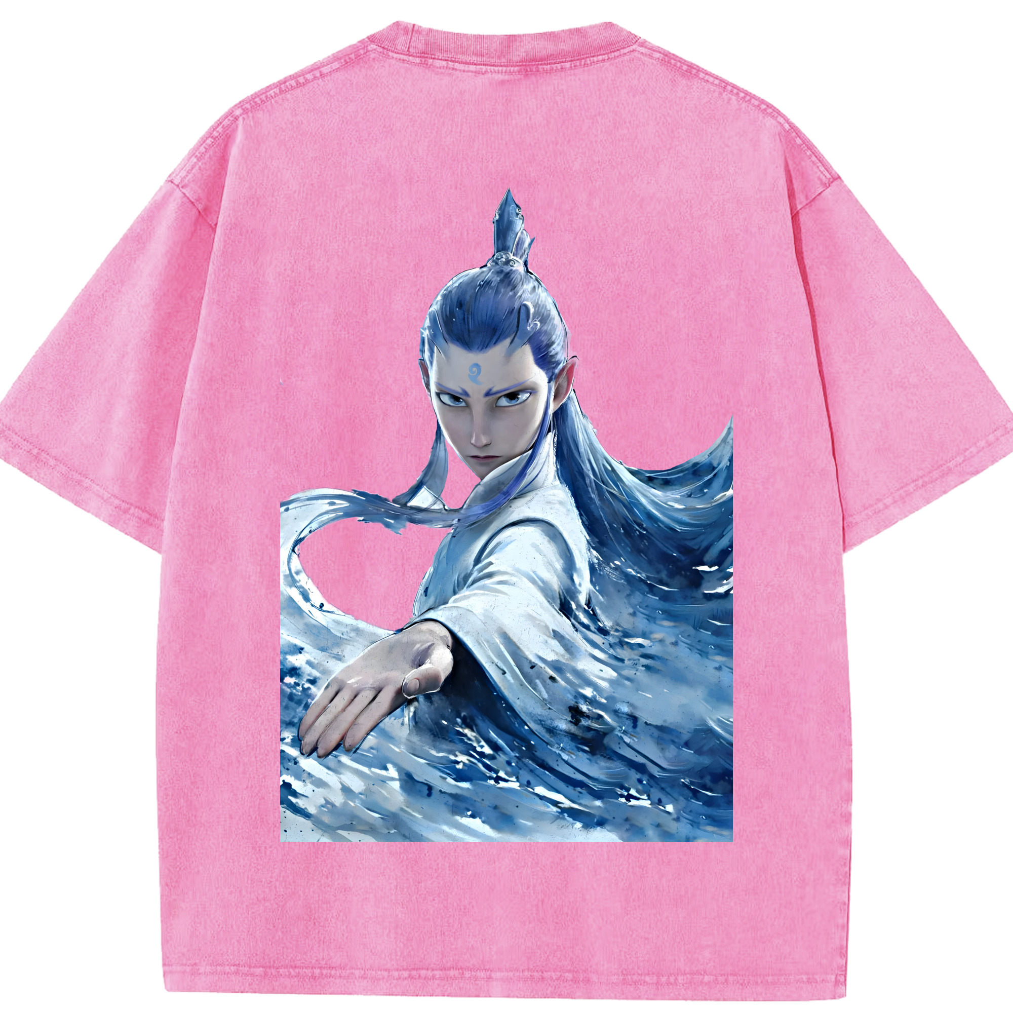 （画像用） Ne Zha 2 ナタ 魔童の大暴れ 綿100% ヴィンテージ風 半袖Tシャツ（背面プリント）